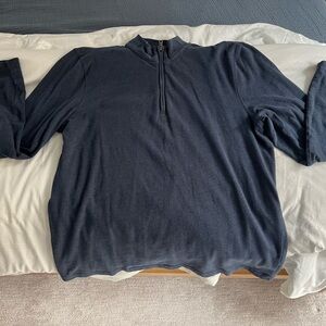 Suffolk Regular Fit Quarter Zip Pullover - Blue - Large